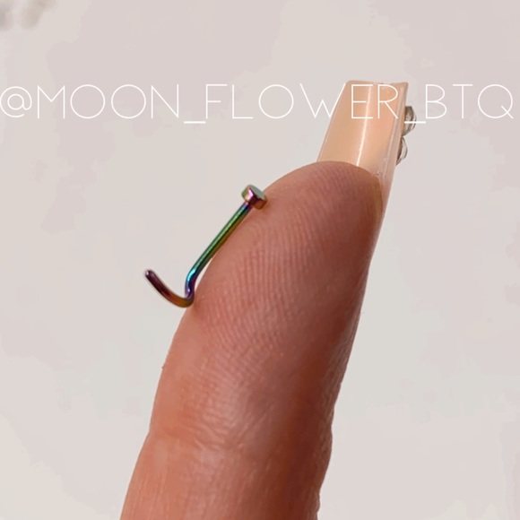 Rainbow Nail Head Hook Nose Ring - Picture 6 of 6